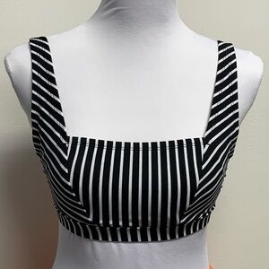 Kona Sol | Women's Size S | Black & White Striped Bikini Swim Top